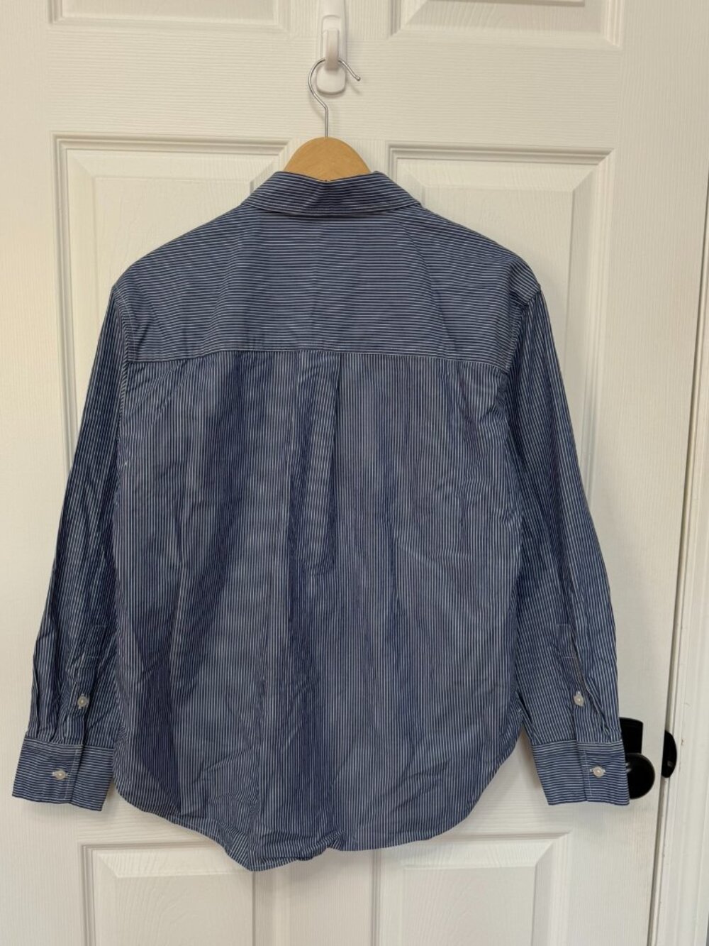 Banana Republic Factory Blue White Striped Poplin Button Down Shirt Size M - Picture 3 of 7